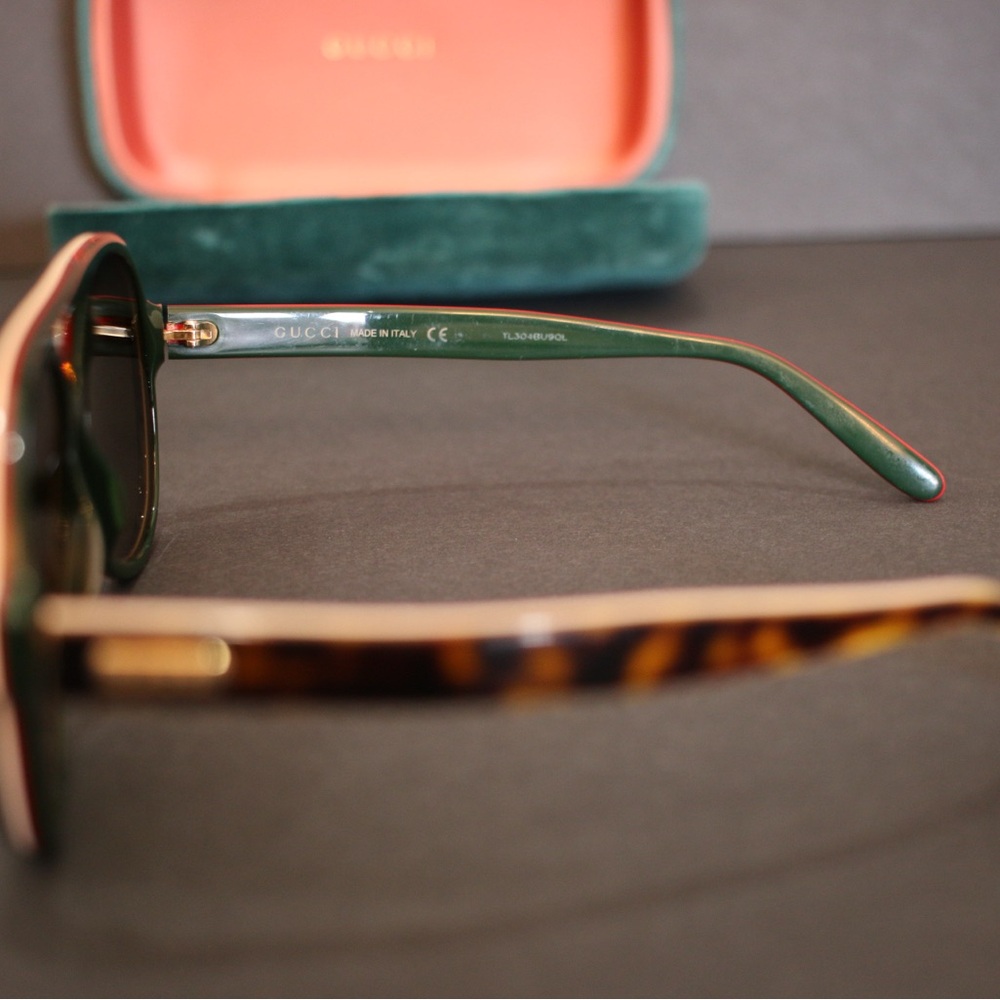 GUCCI GG0270S 0270 Havana Ivory Brown Stripe Retro Aviator Unisex Sunglasses 003 - Picture 3 of 16